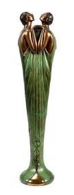 Erte Bronze 2-Tone Vase Signed 1884 Con Ker 15/60