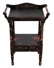 Antique Hand Carved Ebonized Painted Dry Sink