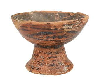 Pre-Columbian Peruvian Pottery Painted Stem Bowl