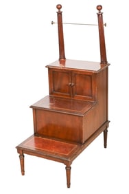 Antique English Carved Mahogany Library Steps