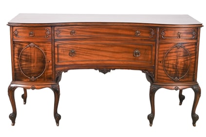 Vintage Chippendale Style Carved Buffet Sideboard
