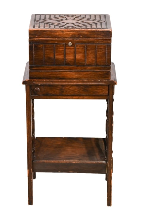 Early 20th C. Carved Cigar Humidor / Smokers Stand (1 of 14)