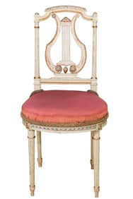 Louis XVI Style Carved Lyre Back  Accent Chair