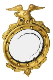 Antique Federal Bulls Eye Convex Eagle Mirror