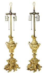 Antique Gilt Bronze French Rococo Table Lamps