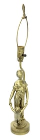 Antique Cast Metal Neo Classical Mother Child Lamp