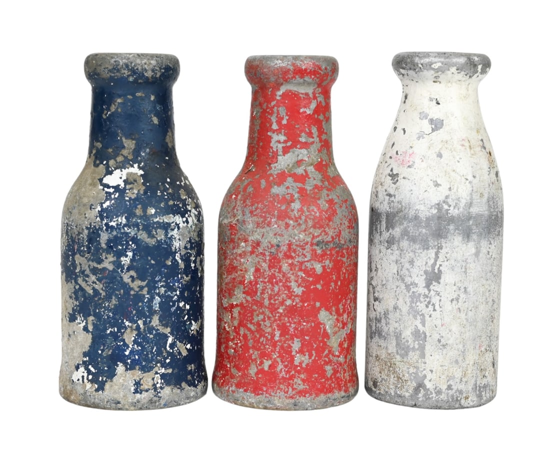 3 Antique Cast Metal Carnival Bottle Toss Bottles (1 of 6)