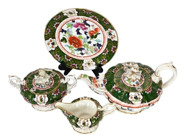 Antique C.J. Mason 4-Piece Porcelain Tea Set C1820