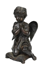Vintage Bronze Statue of Praying Child Angel