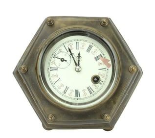 Antique German Octagonal Ship Captains Table Clock