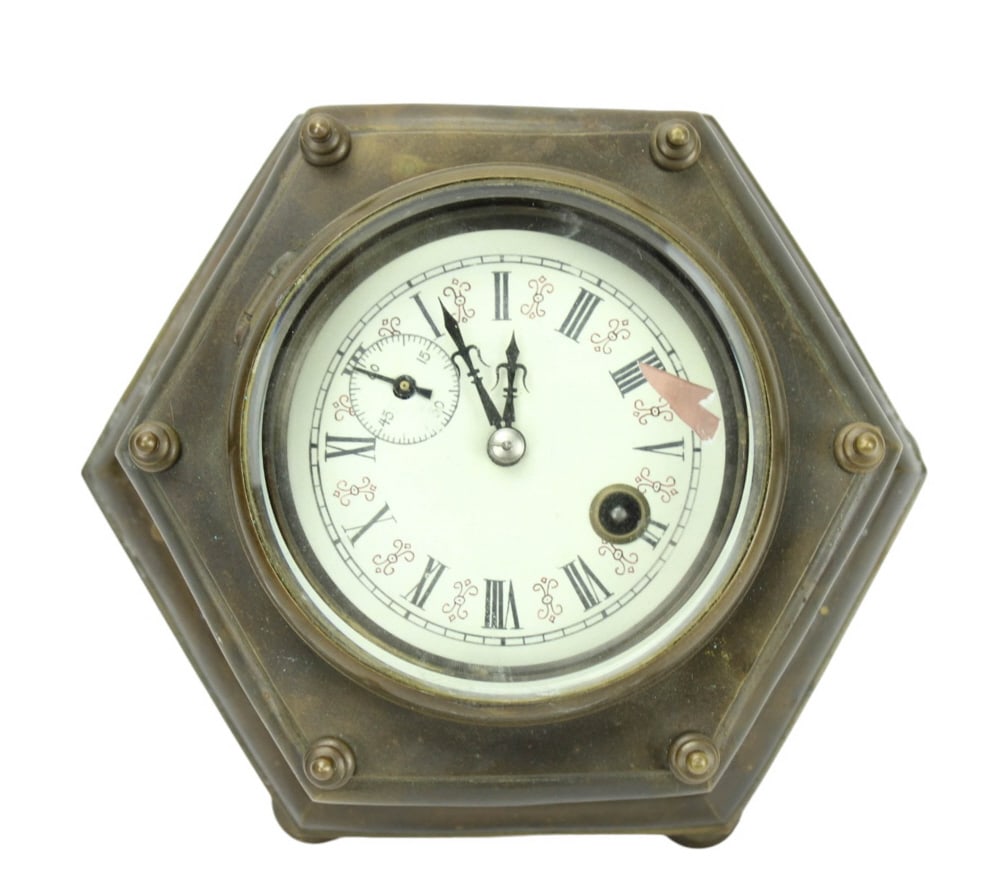 Antique German Octagonal Ship Captains Table Clock (1 of 9)