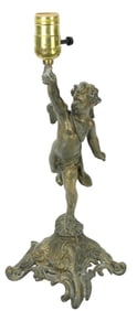 Antique Neo Classical Gilt Metal Cherub Form Lamp
