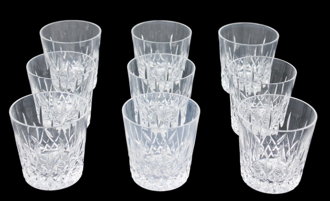 9 Crystal Rocks Glasses 3.5 Inches: 9 Crystal Rocks Glasses 3.5 Inches. Each measures 3.5 inches x 3.5 inches in diameter.
