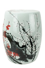 Japanese Porcelain Painted Garden Stool Blossoms
