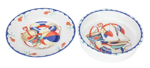 2 Sets Tiffany & Co Tiffany Seashore Baby Dishware