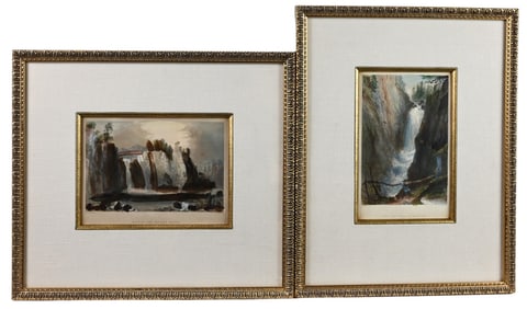 Pair Antique W.H. Bartlett Hand Colored Engravings