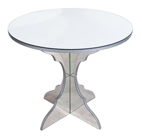Mid Century Silver Mirrored Round Hall Table