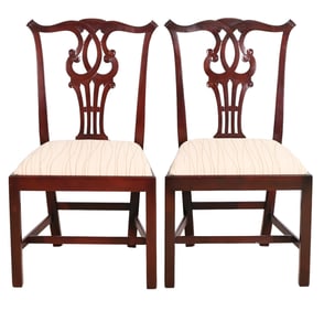2 Chippendale Style Carved Fiddle Back Chairs