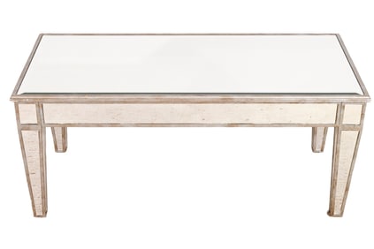 Mid Century Mirrored Glass Silver Coffee Table