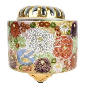Japanese Kutani Yaki  Painted Hand Incense Burner