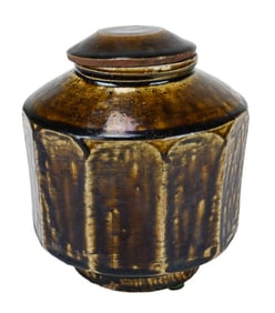 Korean Joseon Dynasty Brown Glazed Hendecagon Vase