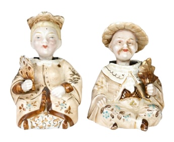 Pair Antique Porcelain Nodder Figures Chinese