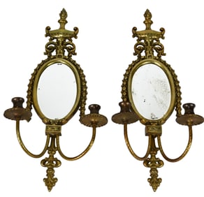 Pair Bronze Louis XV Style Double Candle Sconces