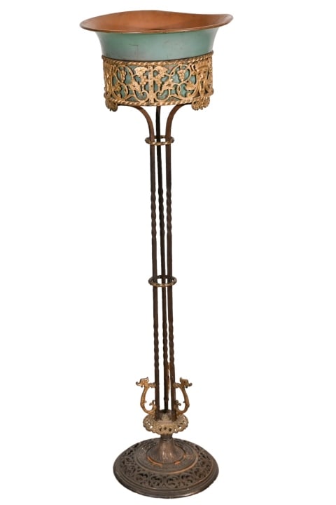 Oscar Bach Bronze & Wrought Iron Standing Planter (1 of 10)