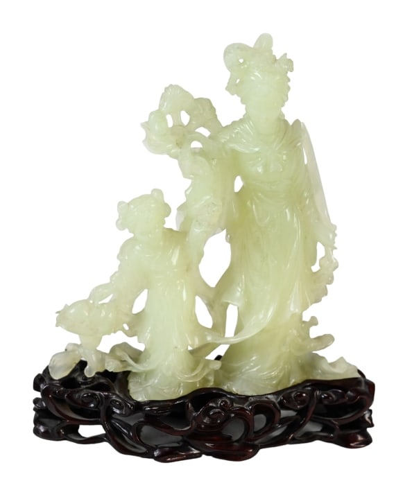 Chinese Jade Hand Carved Guan Yin Statue (1 of 7)