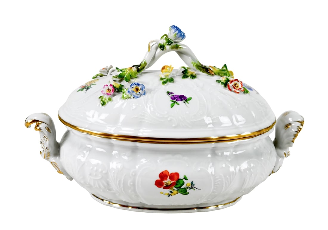 Meissen Hand Painted Porcelain Lidded Tureen (1 of 8)