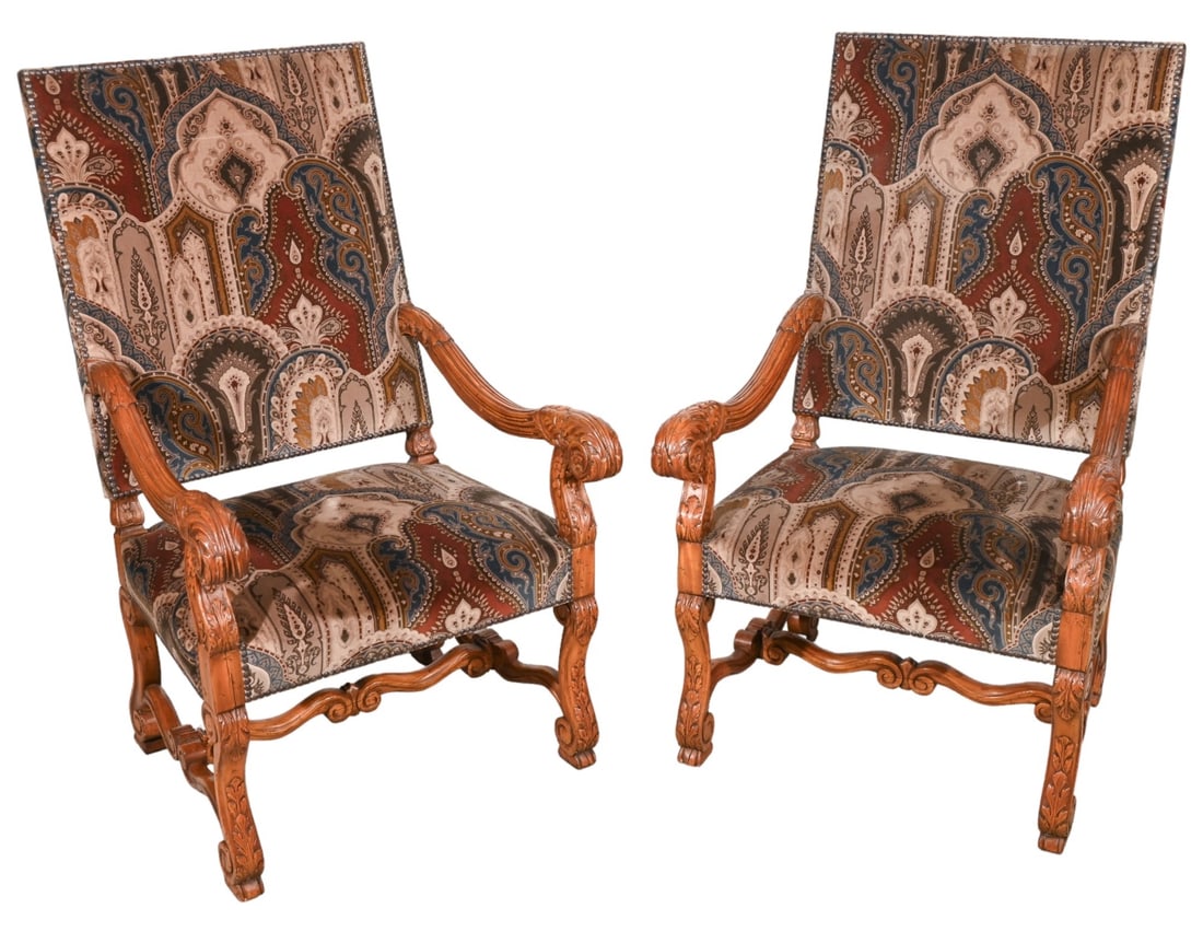 Antique Renaissance Revival Style Carved Armchairs (1 of 17)