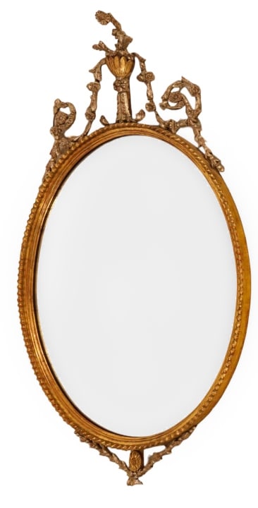 French Empire Carved Silver and Gold Leaf Mirror (1 of 9)