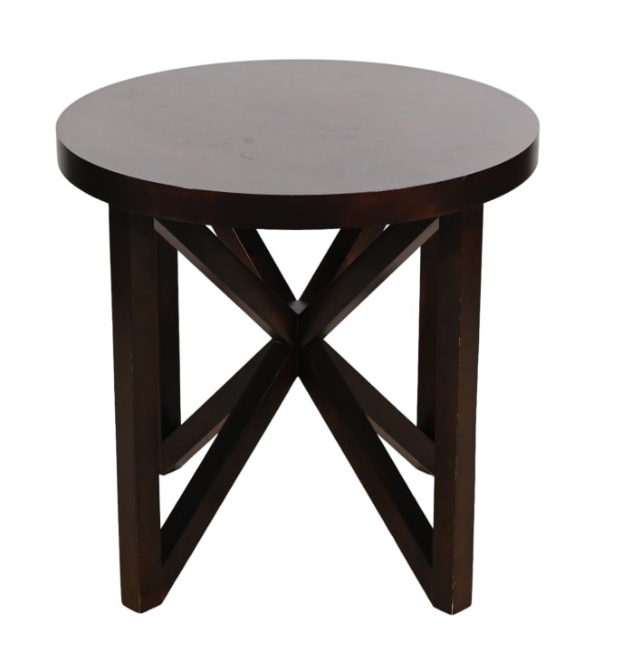 Mid Century Espresso Asterisk Base Round End Table (1 of 7)