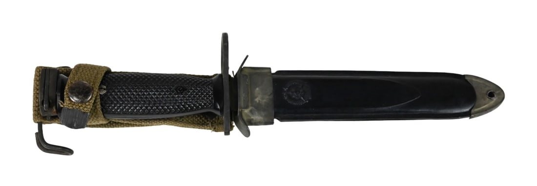 Philippine M7 Bayonet and Embossed Scabbard: Philippine M7 Bayonet and Embossed Scabbard.Measures 12 inches long.