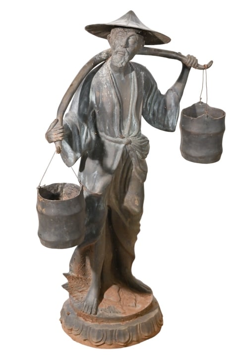 Bronze 42 Inch Garden Statue Chinese Water Carrier (1 of 11)