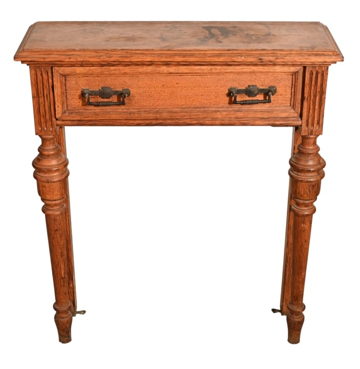 Antique Hand Carved Hall Table w Rotating Drawer (1 of 11)