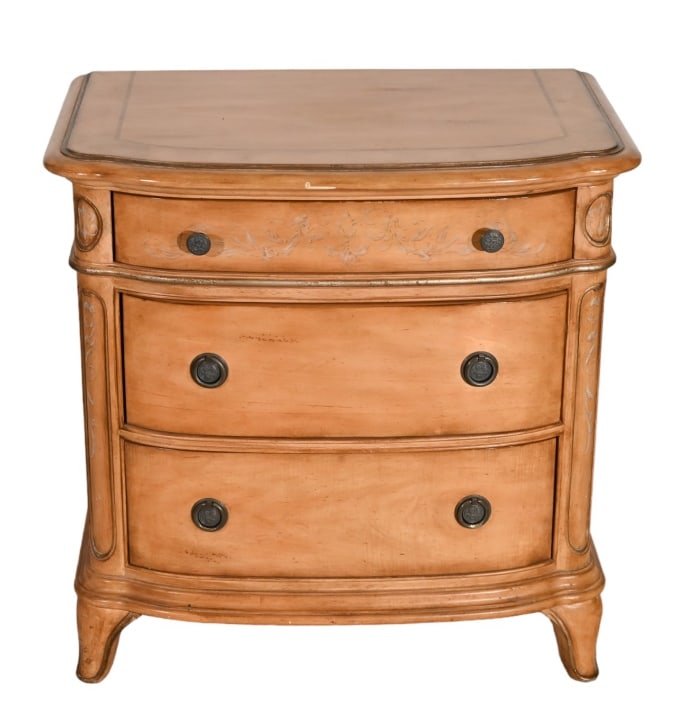 Jessica McClintock Hand Carved Nightstand: Jessica McClintock Hand Carved Nightstand.Measures 30 inches x 30 inches x 20 inches.