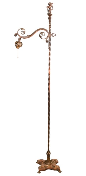 Antique Wrought and Cast Iron Standing Lamp w Lion (1 of 13)