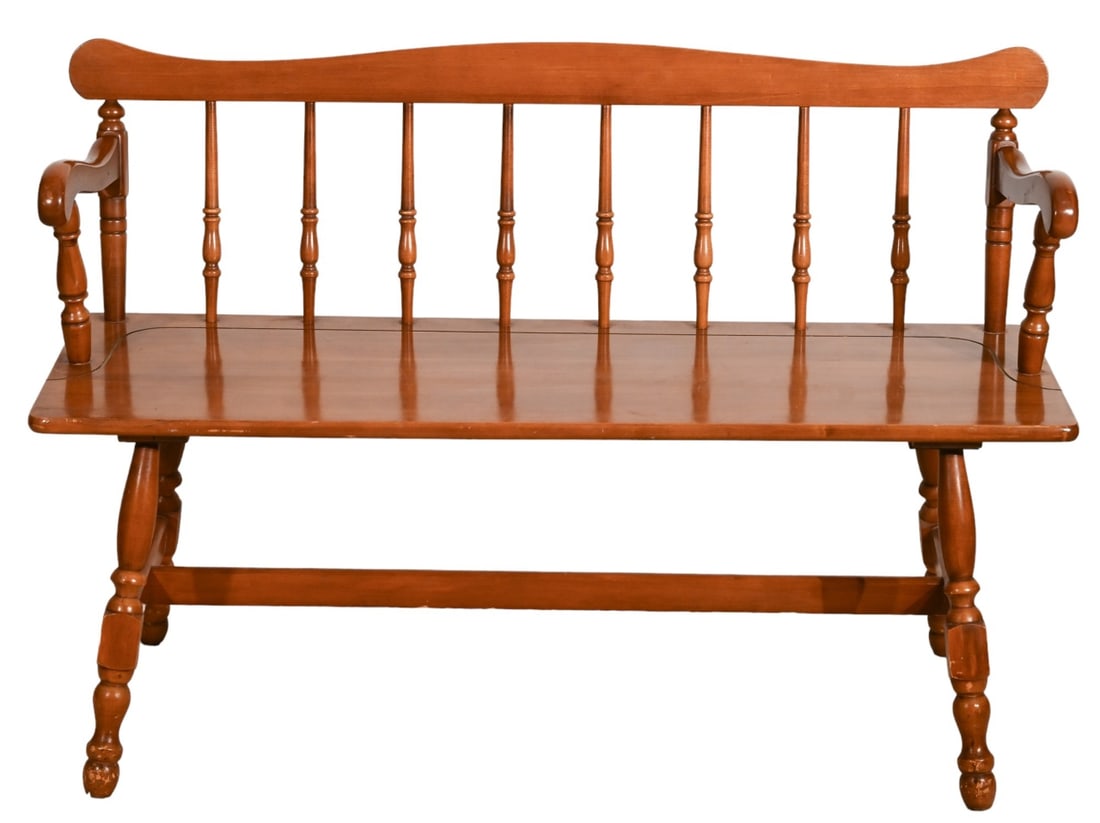 American Farmhouse Windsor Style Hand Carved Bench (1 of 13)