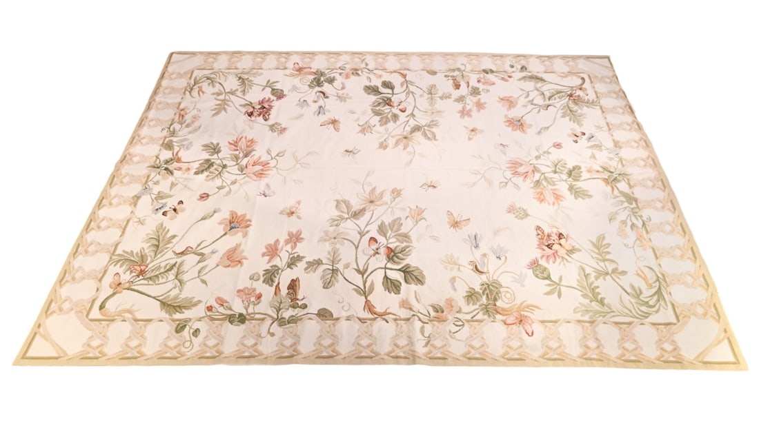 Aubuson Needlepoint Floral & Butterfly Area Rug (1 of 13)