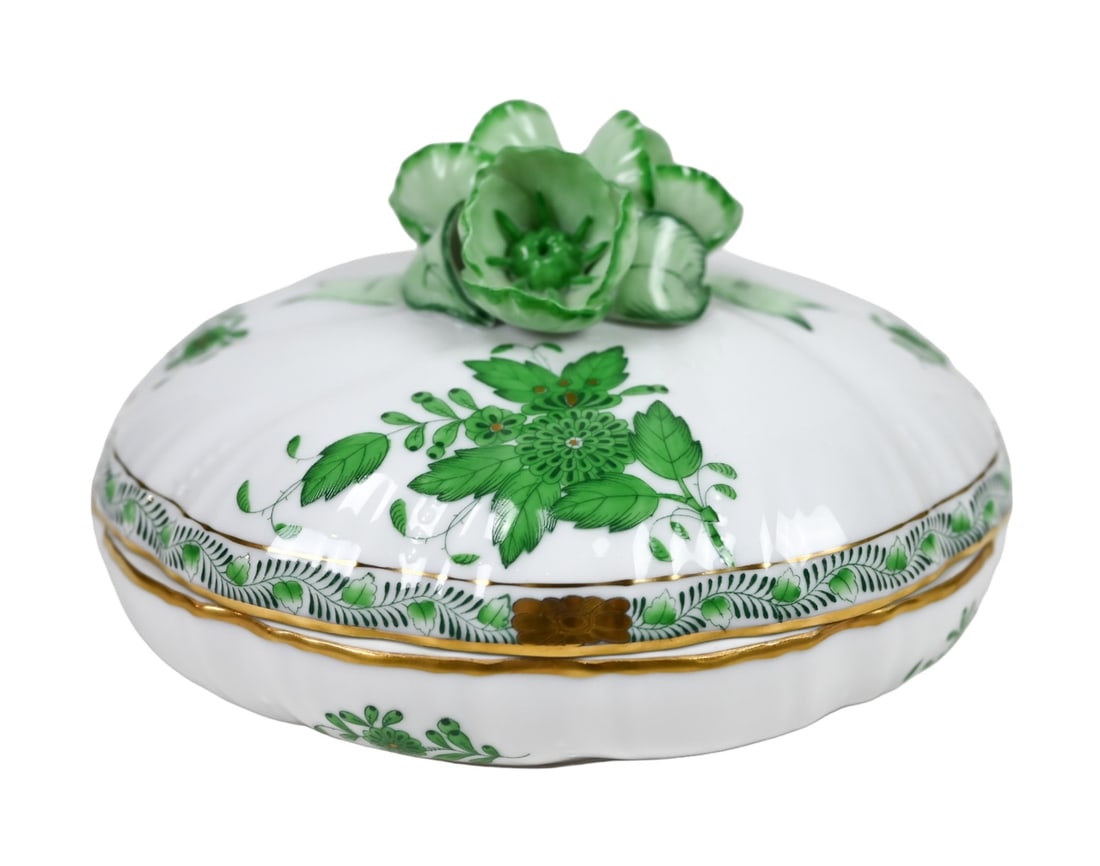 Herend Hungary Porcelain Apponyi Green Lidded Box (1 of 7)