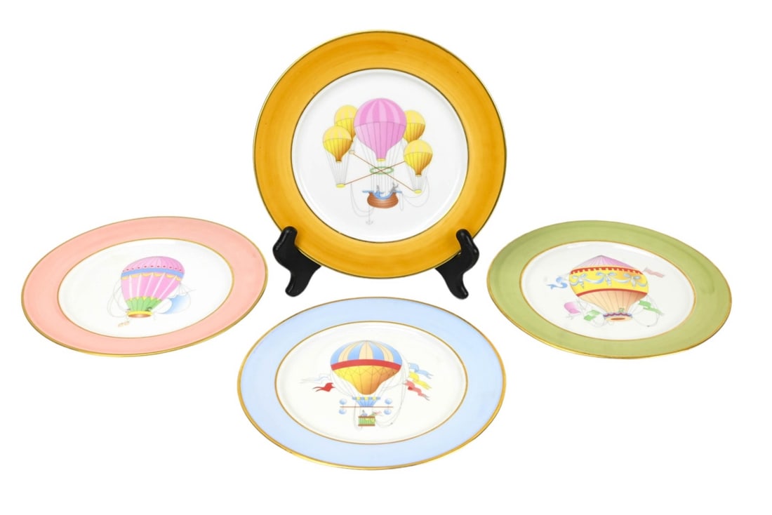4 St Limoges Porcelain Hot Air Balloons Plates (1 of 12)