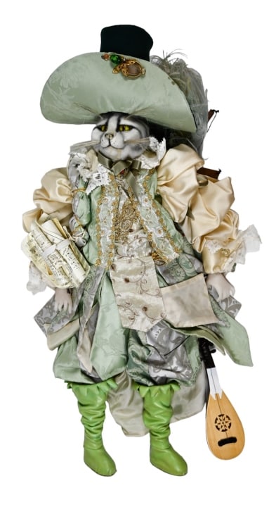 Wayne Kleski Style Victorian Cat Marionette Doll (1 of 9)