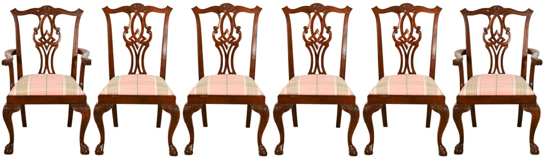 Queen Anne Style Carved Upholstered Dining Chairs (1 of 18)