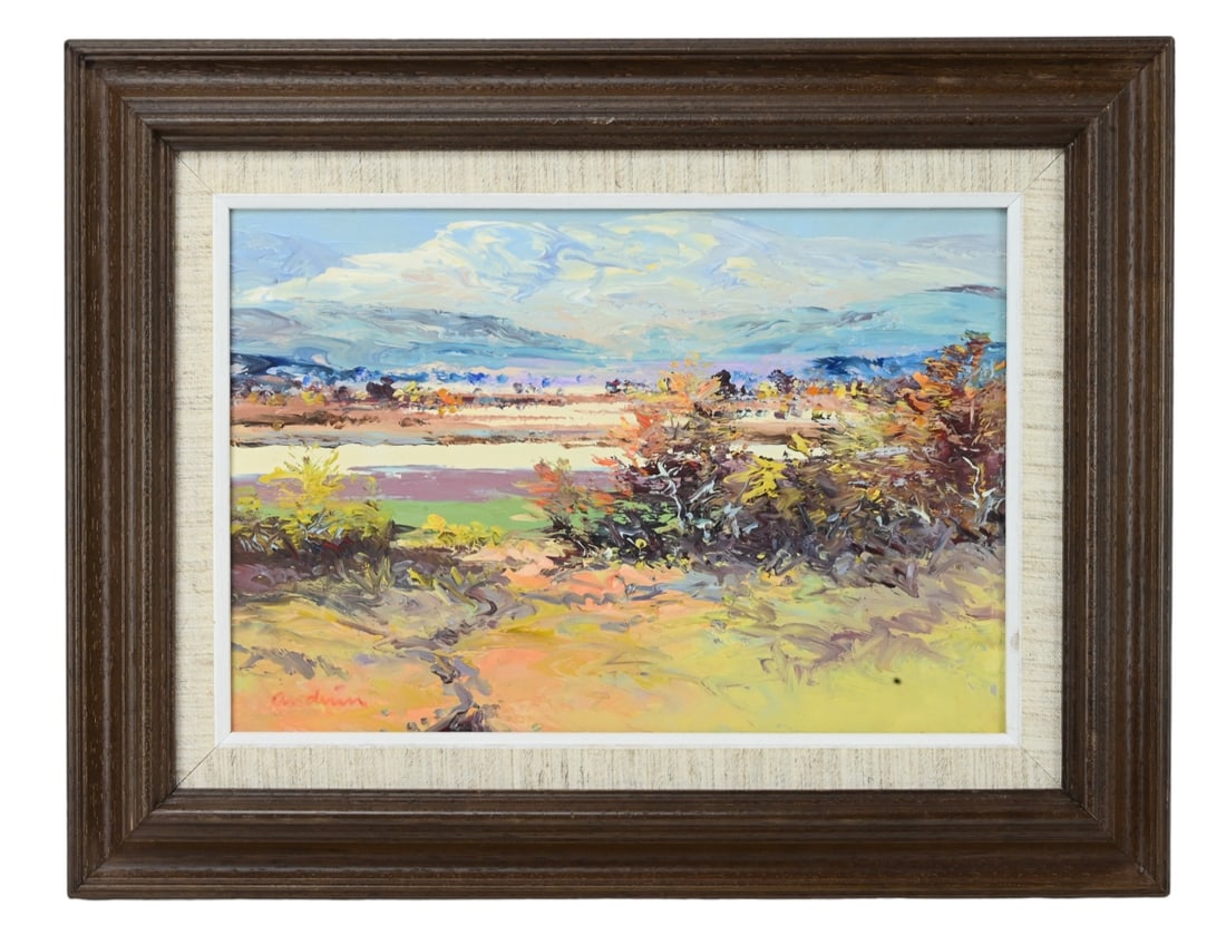 Signed Impressionist Oil Painting Landscape: Signed Impressionist Oil Painting Landscape Framed. Framed measures 18 inches x 13 inches, art measures 9 inches x 12 inches.