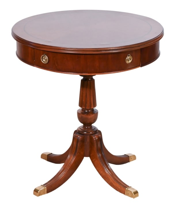 Lane Federal Style Hand Carved Mahogany Drum Table (1 of 10)