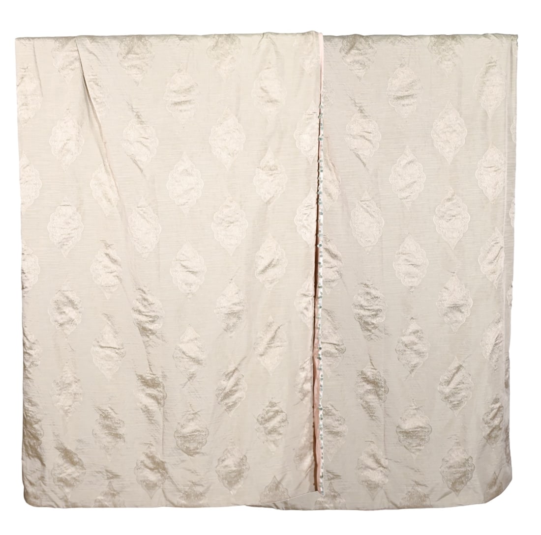 Pair Custom Made Silk Damask Drape Panels (1 of 11)
