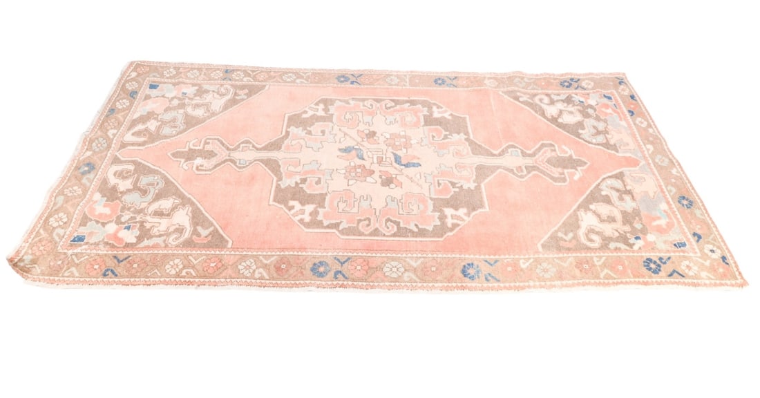 Vintage Turkish Oushak Pink & Ivory Hand Woven Rug (1 of 10)