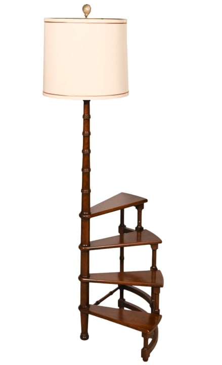 Frederick Cooper Faux Bamboo Library Step Lamp: Frederick Cooper Faux Bamboo Library Step Display Lamp Table.Measures 60 inches x 16 inches x 21 inches.