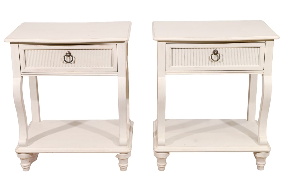 Pair Drexel Heritage Carved Painted  Nightstands (1 of 12)